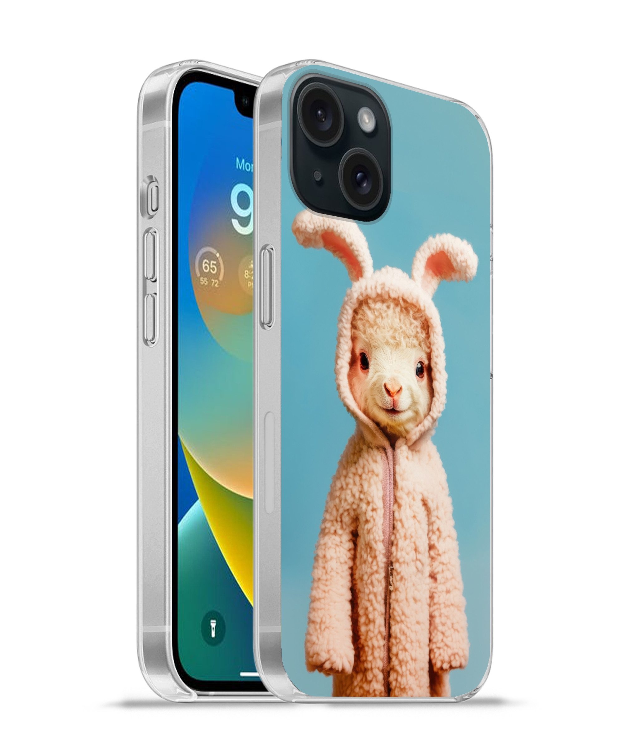MuchoWow Handyhülle für Apple iPhone 15 Lamm - Osterhase - Kostüm, Smartphone-Bumper, Print, Handy Schutzhülle Dünn