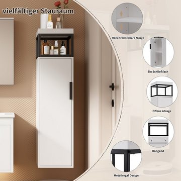Merax Badmöbel-Set, (Komplett-Set, 3-St., Waschtisch inkl. Waschbecken, Spiegelschrank, Hochschrank), Badzimmermöbel, Badmöbel Weiß