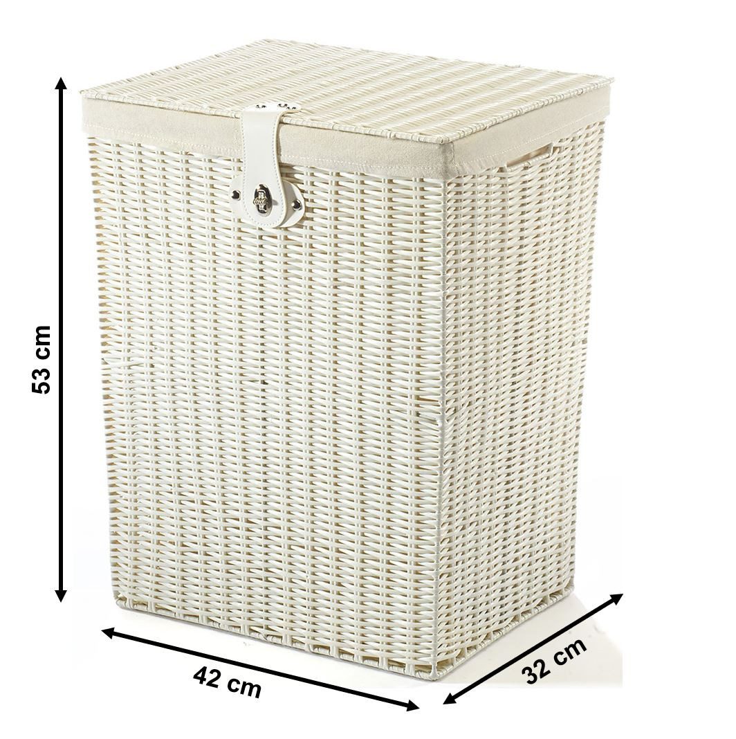 Kobolo Wäschekorb Wäschebehälter Korb aus Kunststoff weiß - mit Textileinsa günstig online kaufen