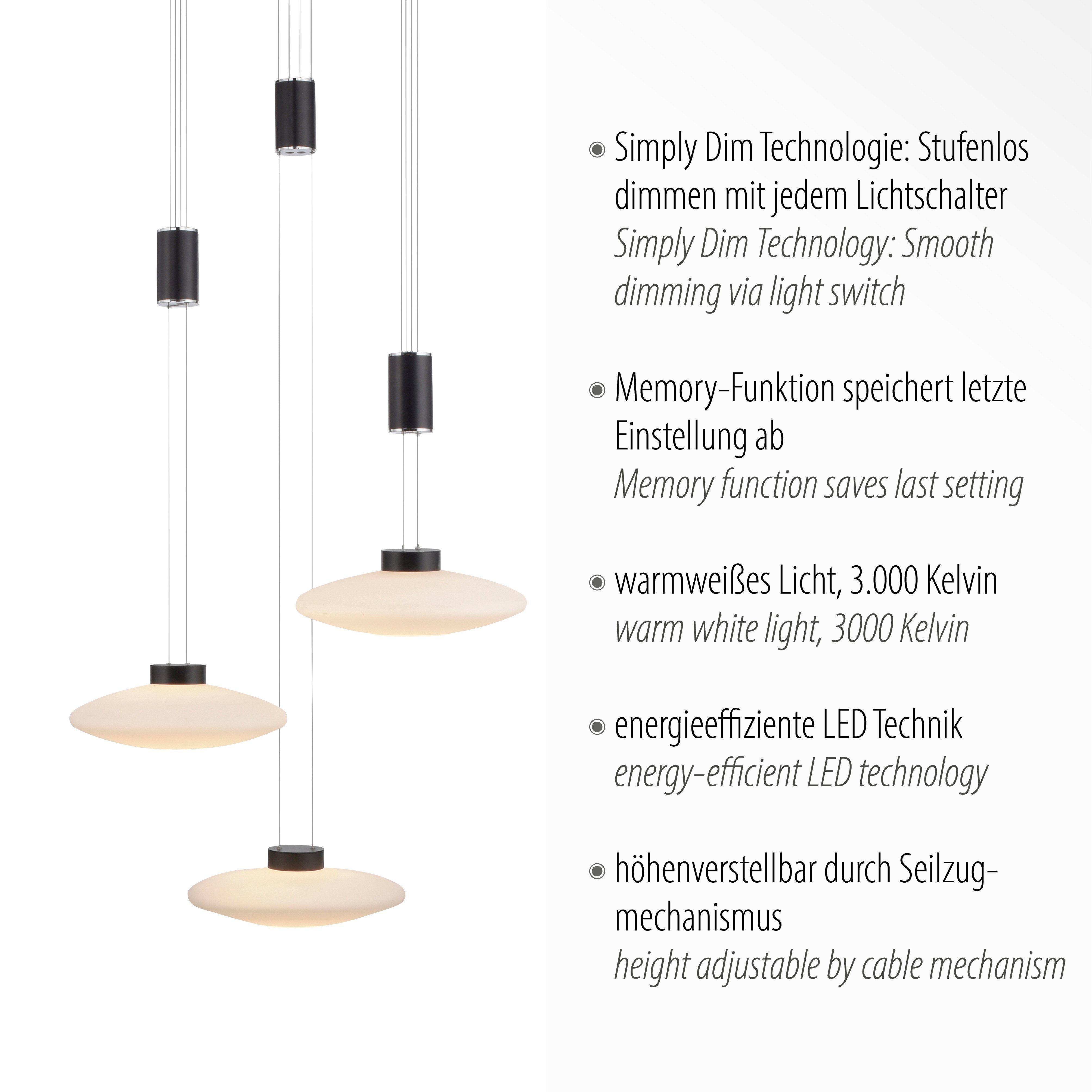 Paul Neuhaus Pendelleuchte LAUTADA, integriert, fest LED vom nach Trennung LED, Memory, Simply Dim, Netz dimmbar, Warmweiß