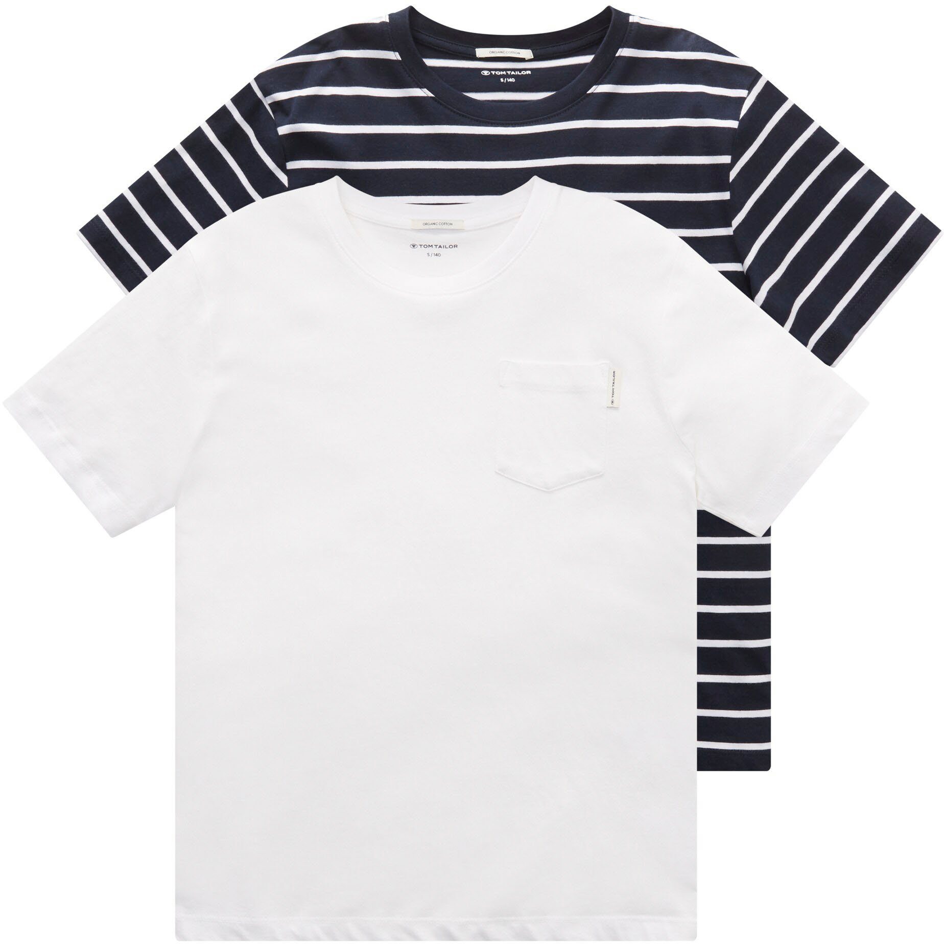 TOM TAILOR T-Shirt (Packung, 2-tlg., 2) in zweierlei Ausführung White