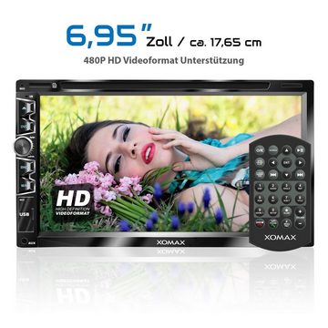 XOMAX XOMAX XM-2D6907 Autoradio mit 6,9 Zoll Touchscreen Bildschirm (kapazitiv), USB Mirrorlink, DVD CD Player, Micro SD, 2 DIN Autoradio