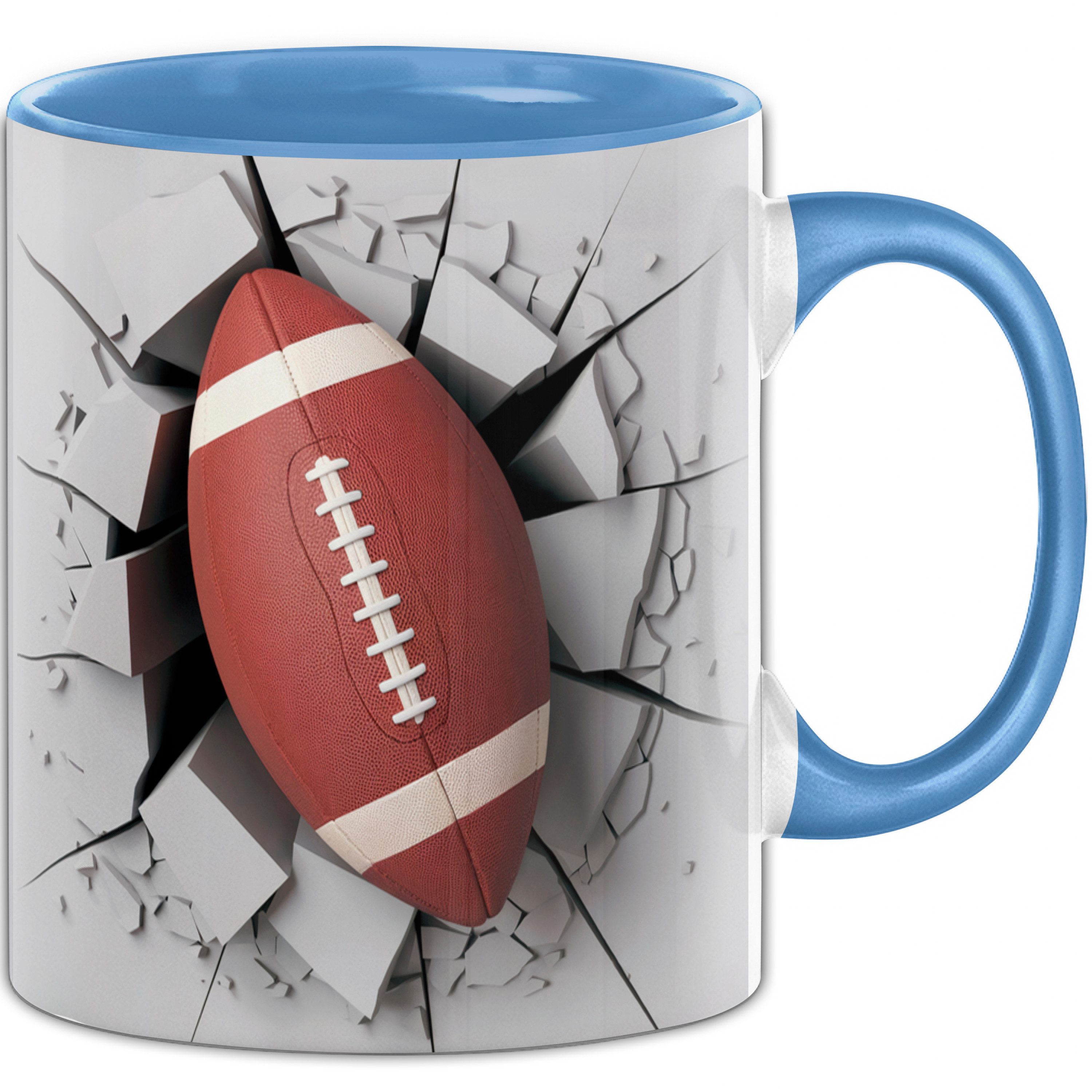Trendation Tasse 3D American Football Tasse Geschenk American Football Durchbruch Wan