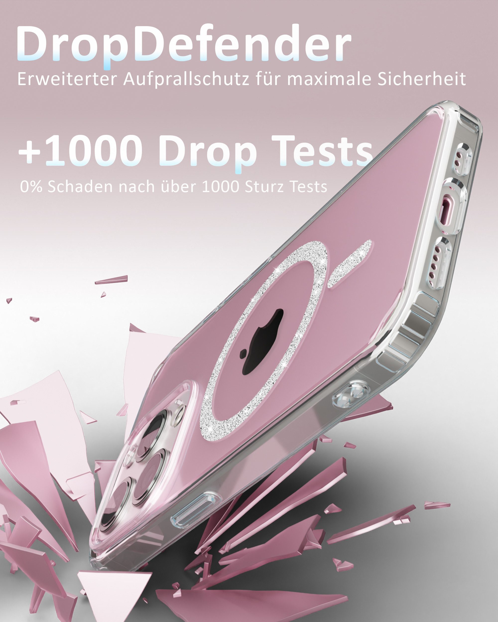 GreenHec Handyhülle Hülle iPhone 18 17 16 15 14 13 Pro Max Plus Glitzer Case Transparent 7 Zoll, Glänzend Magnetring, Transparent Hülle iPhone, GreenHec Clear C – Bild 5 von 5