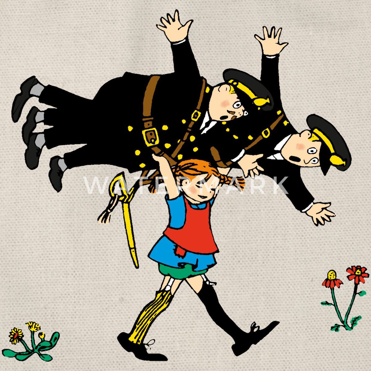 Spreadshirt Turnbeutel Pippi Langstrumpf Pippi Und Die Polizei Turnbeutel (1-tlg)