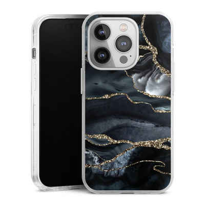 DeinDesign Handyhülle Glitzer Look Marmor Trends Dark marble gold Glitter look, Apple iPhone 14 Pro Hülle Bumper Case Handy Schutzhülle