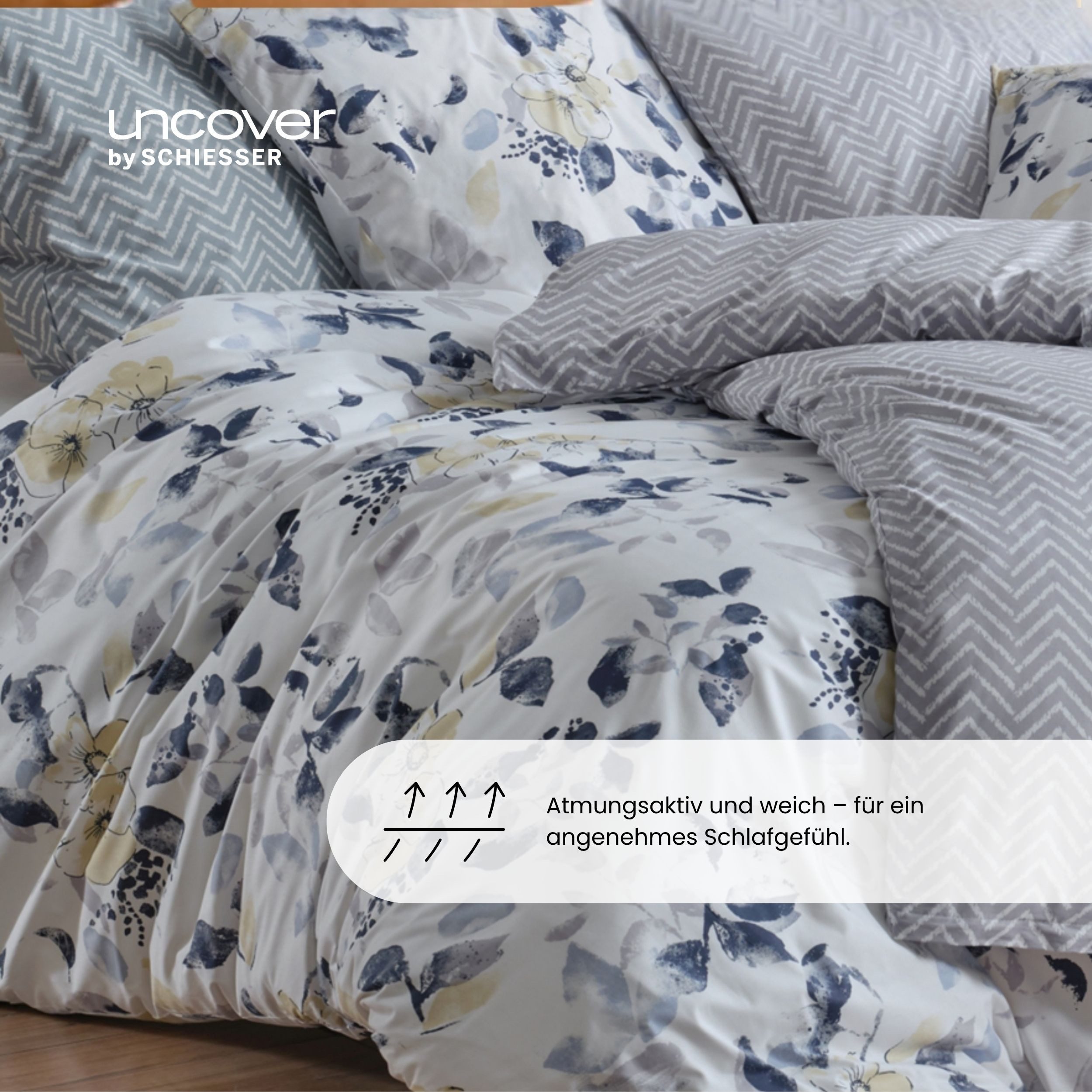 uncover by SCHIESSER Bettwäsche Grebur aus weicher Baumwolle mit einem dezenten Zickzackmuster, Renforcé, 2 teilig, OEKO-TEX® MADE IN GREEN – Bild 4 von 5