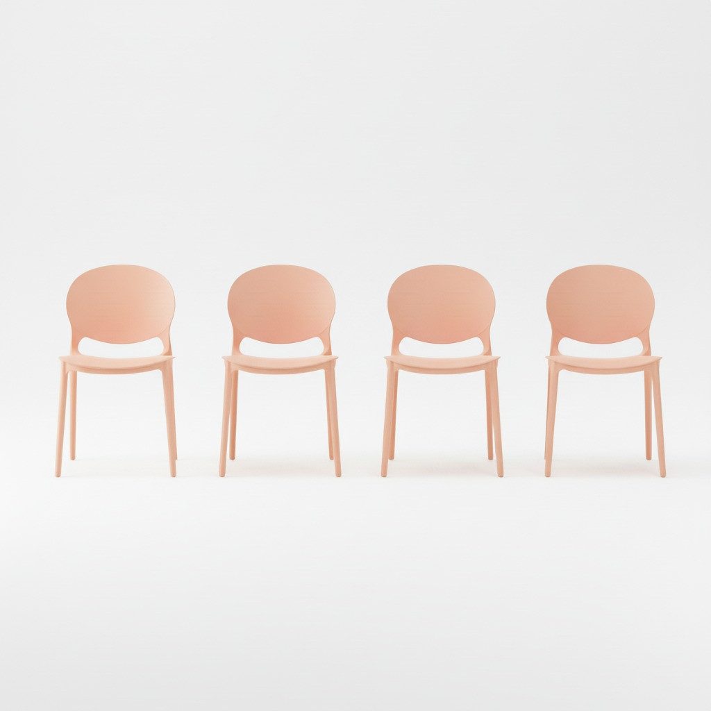 Lüllmann Besucherstuhl 4er Set Designstuhl aus Polypropylen, Farbe rosé (Spar-Set, 4 St), Designerstuhl aus Kunststoff, robust, pflegeleicht