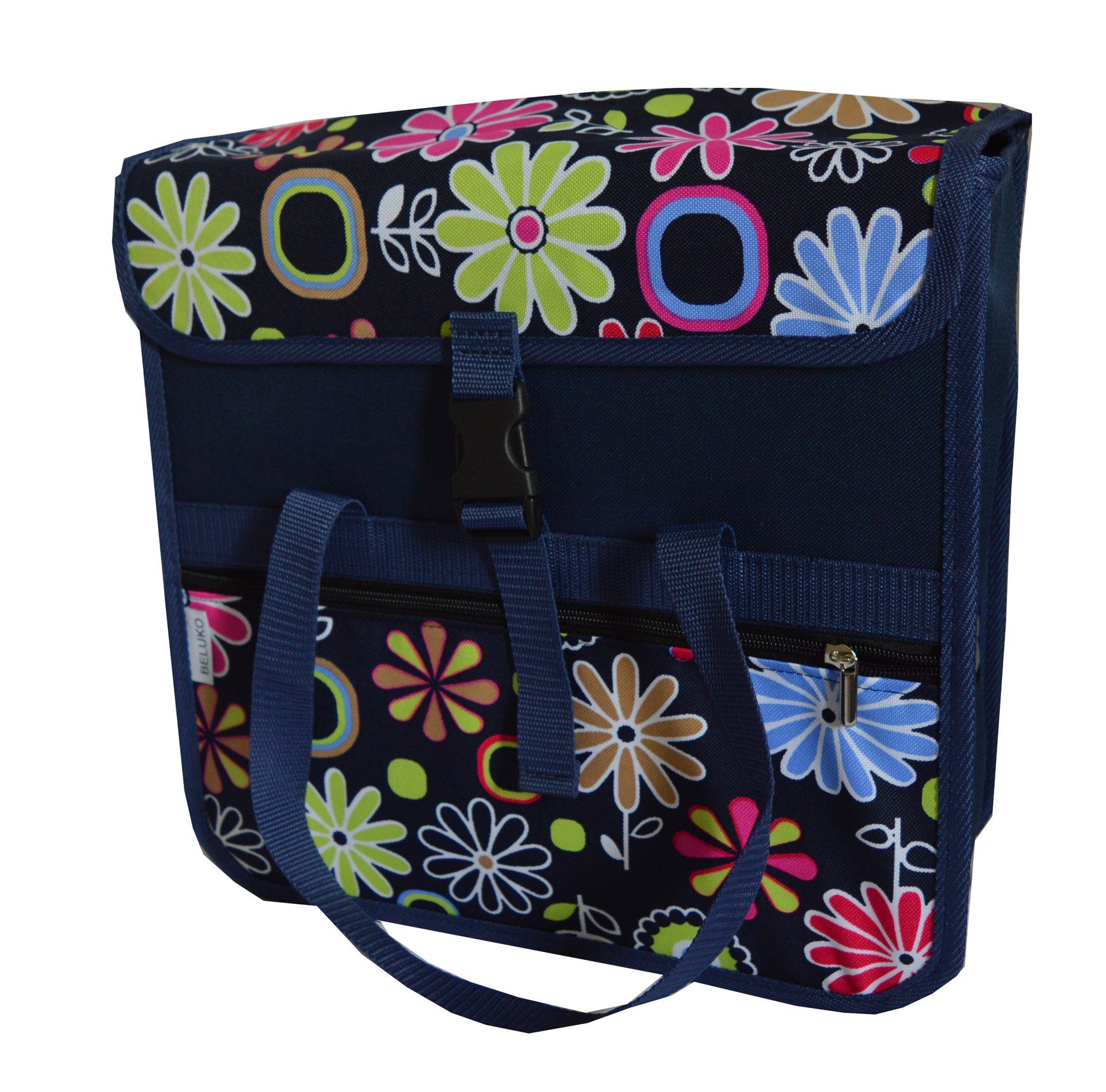 Aves-24 Fahrradtasche FAHRRADTASCHE Gepäckträgetasche Einzeltasche Tasche mit Tragegriff, 28. Uno - Blumen blau