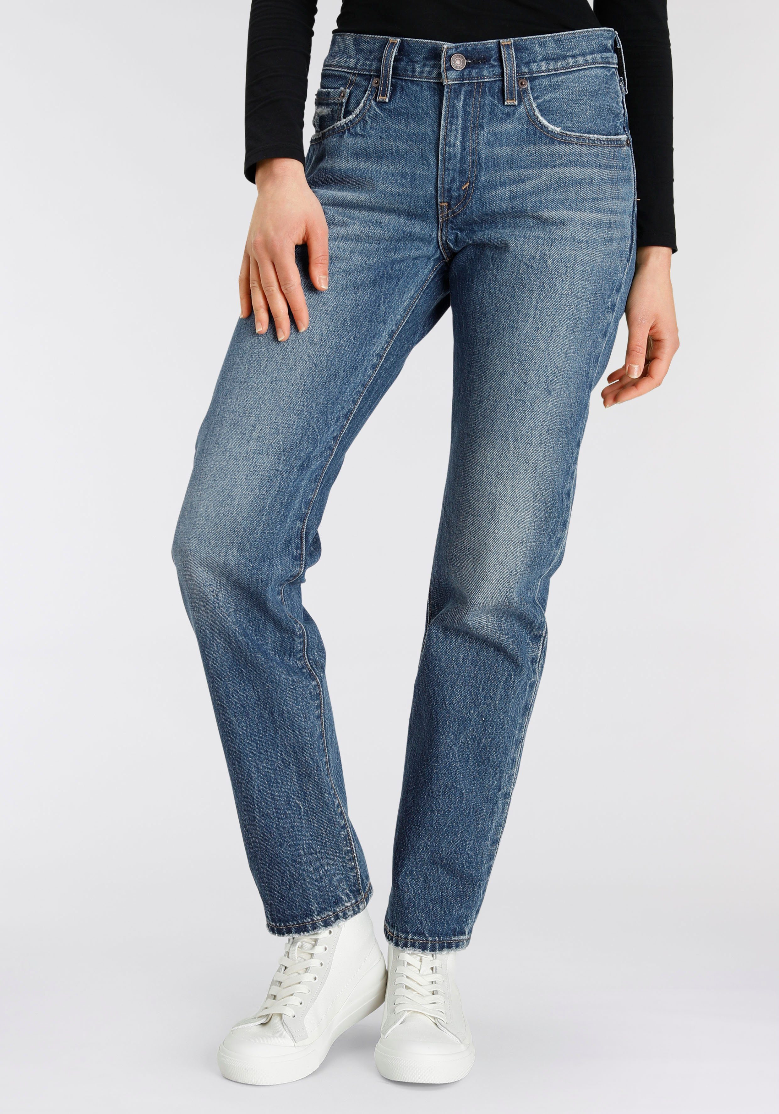 Jeans Levi's Middy Straight Donna - Vita Media, Gamba Dritta, 100% Cotone, Colore Blu - Foto 3
