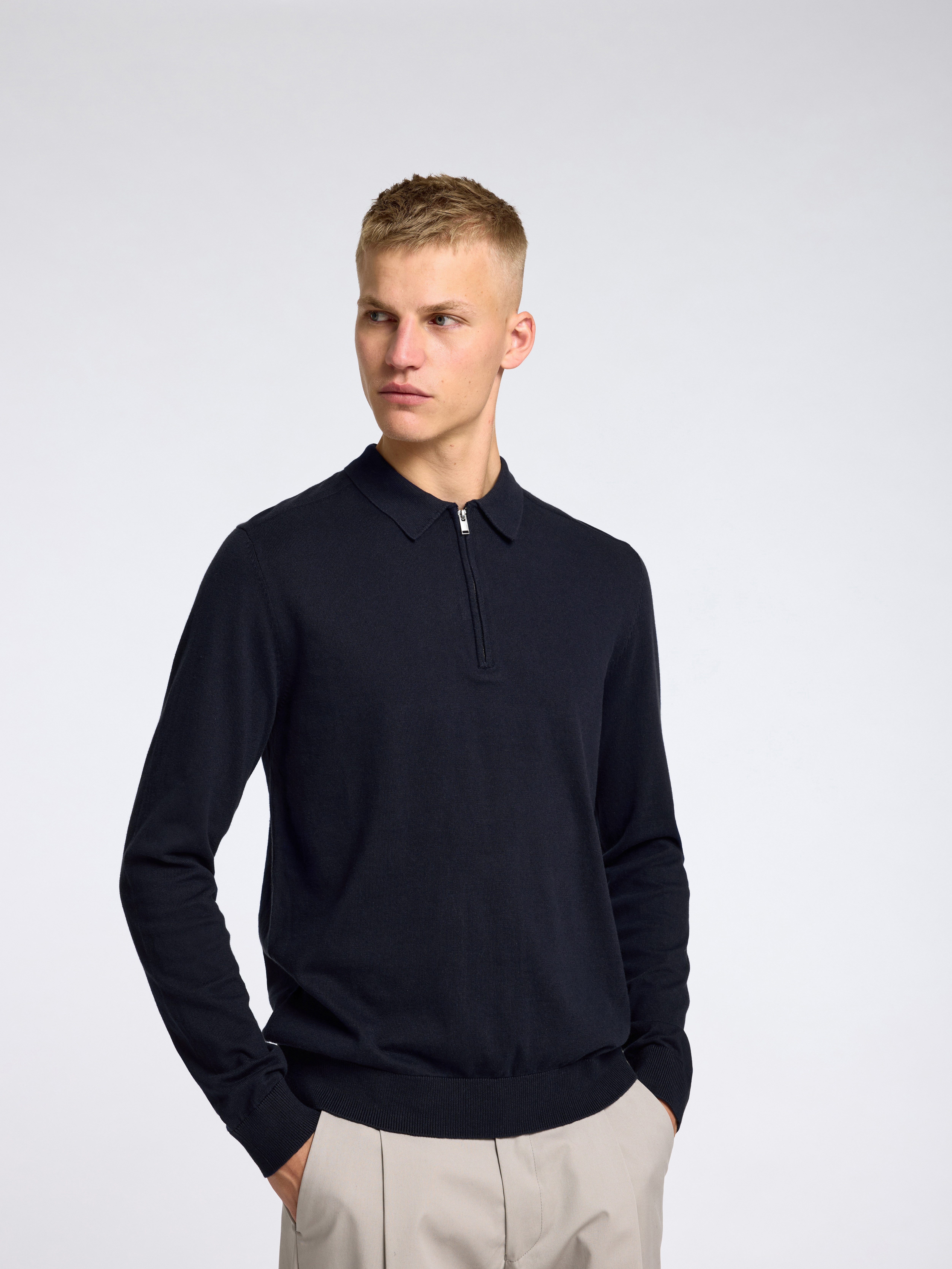 Selected Polokragenpullover SLHBERG LS HALF ZIP POLO NOOS günstig online kaufen