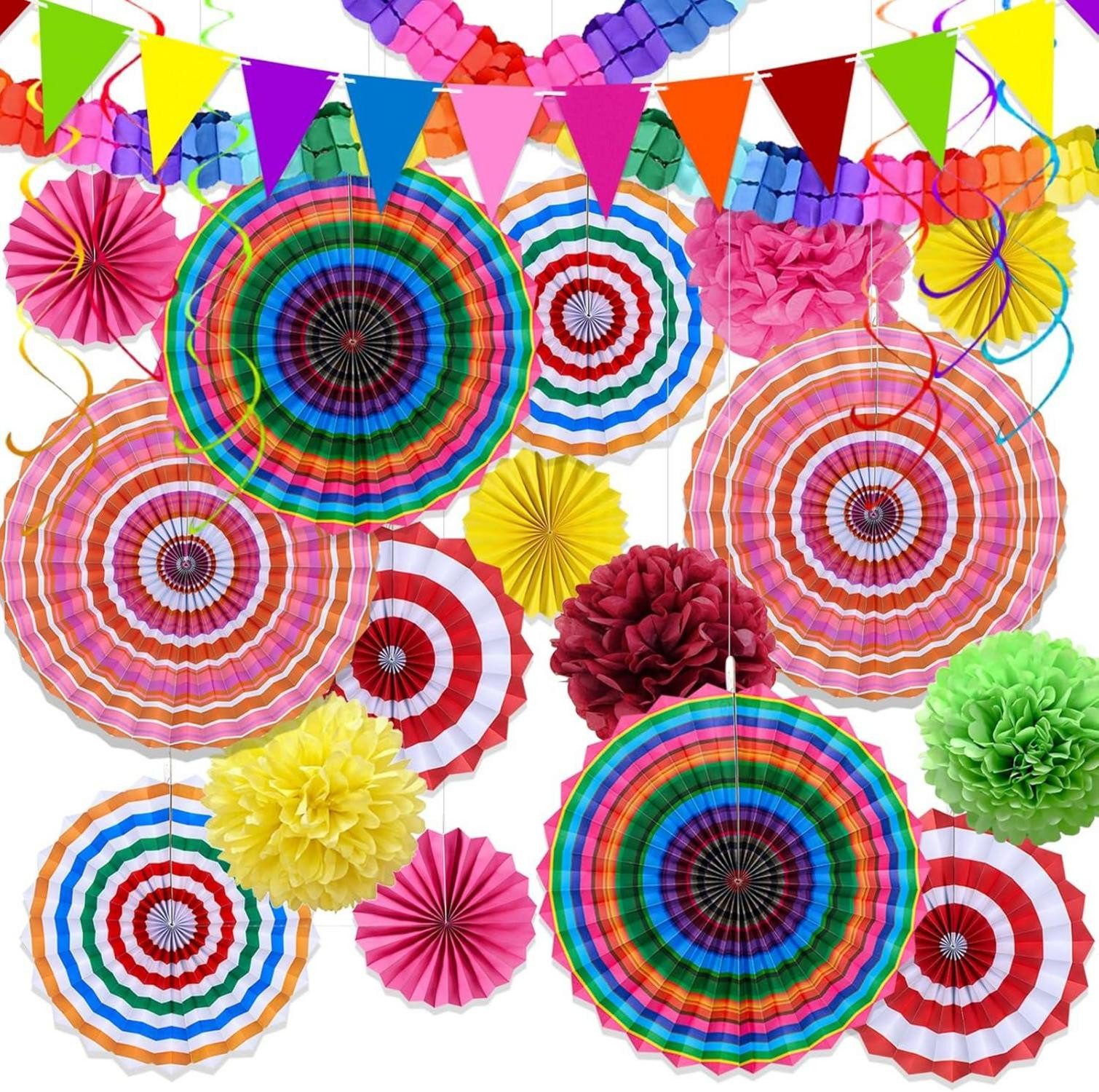 Hängedekoration 24 Stück Partydekoration Girlande Pompons Sommerparty Mädchen