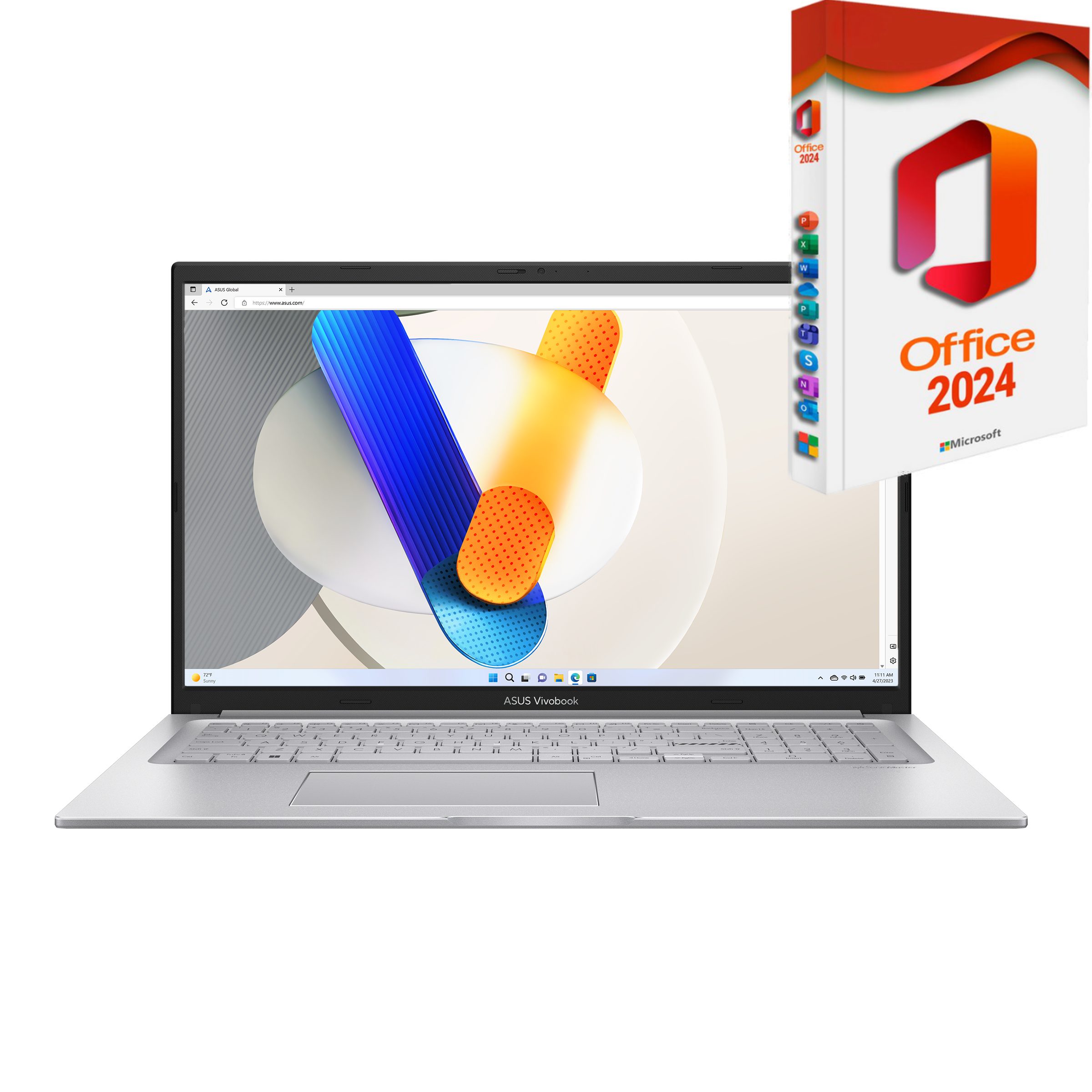 Asus Vivobook X150 - Core i7, beleuchtete Tastatur Business-Notebook (39 cm/15.6 Zoll, Intel Core 7 150U, Intel Graphics, 512 GB SSD, Windows 11Pro+Office 2024Pro, beleuchtete Tastatur)