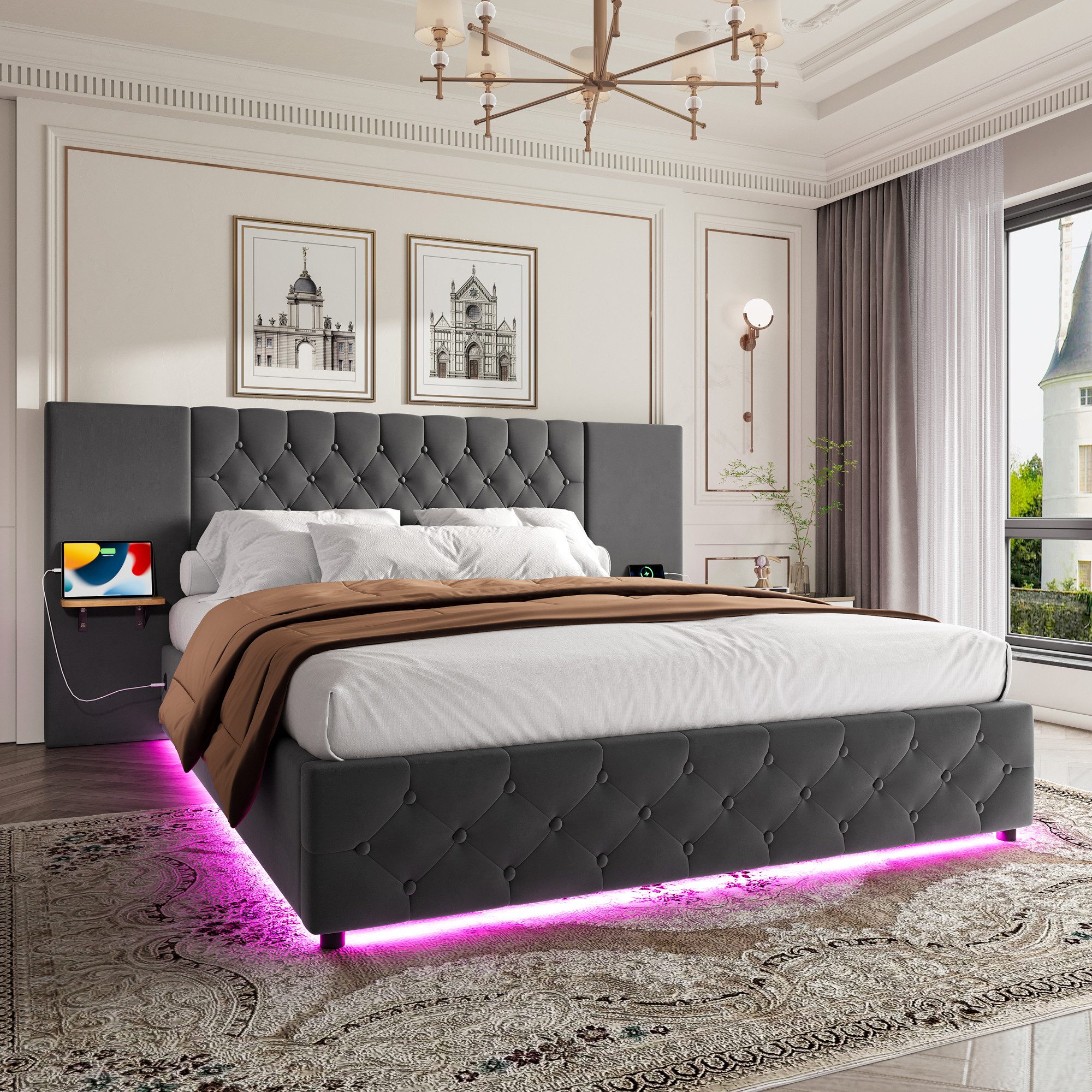 Celya Polsterbett Doppelbett, mit breitem Kopfteil, günstig online kaufen