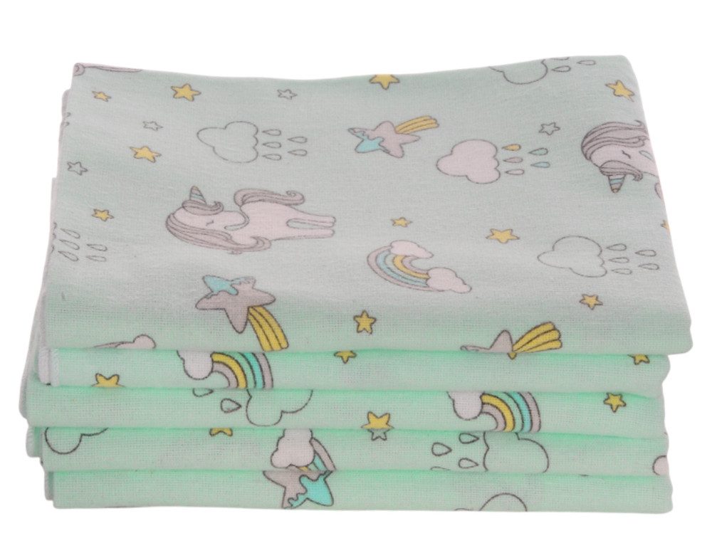 La Bortini Stoffwindeln Baby Tücher aus Flanell 60x80cm in Grün Wickeltücher 4er Pack, aus reiner Baumwolle, neutral, gemustert, Babyzubehör
