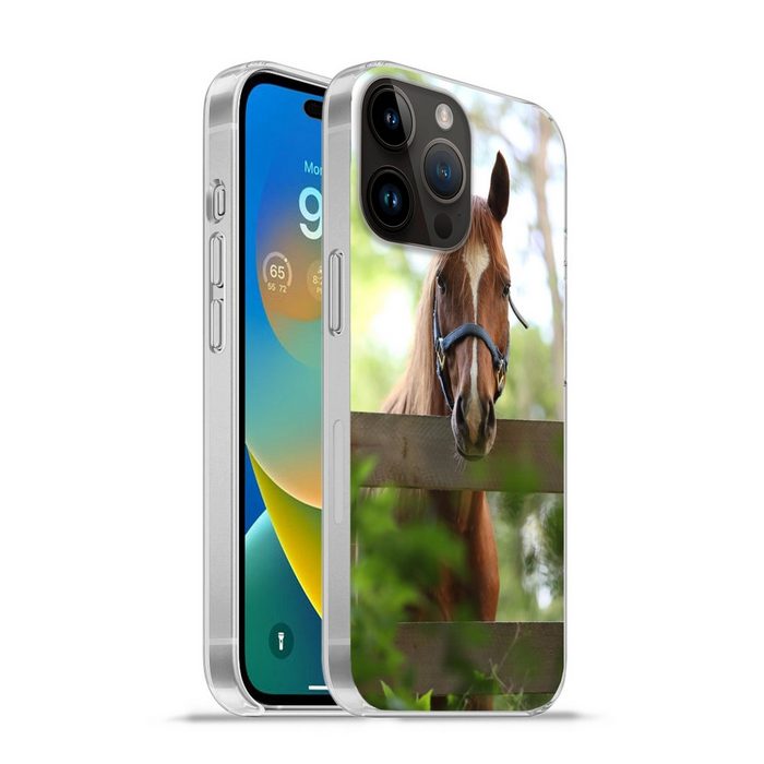 MuchoWow Handyhülle Pferd - Natur - Zaun Handyhülle Telefonhülle Apple iPhone 14 Pro