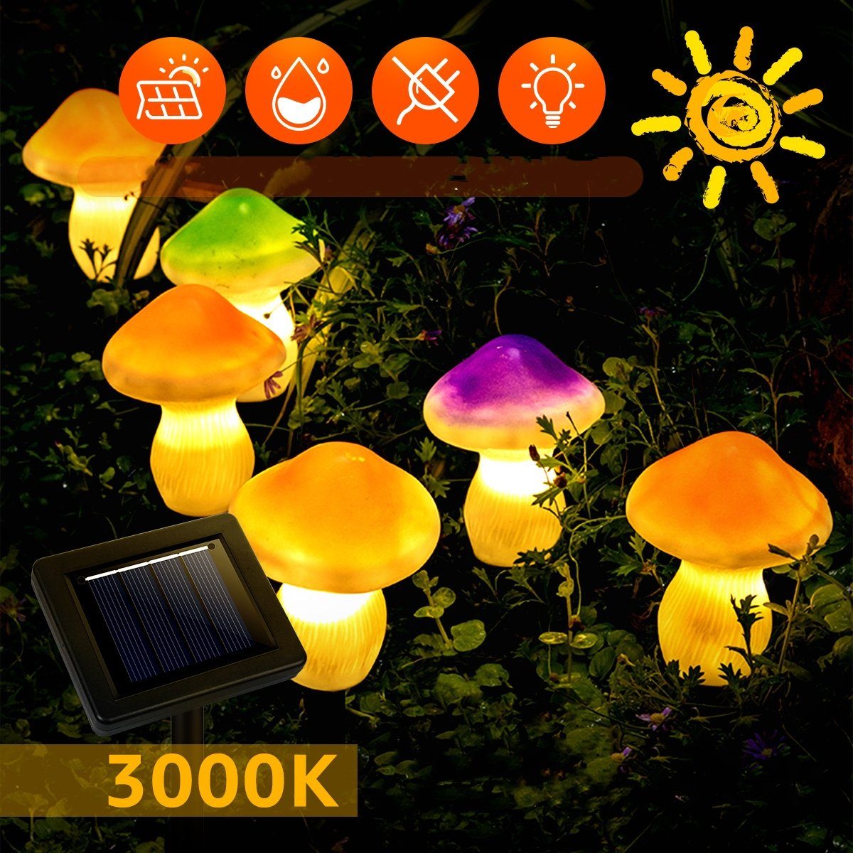 LED Lila 1 + Wasserdicht + 1 Lila 2 Grün-2 LED 2 Orange Solarleuchte, 1 + MOOHO Orange Grün + Dekorative