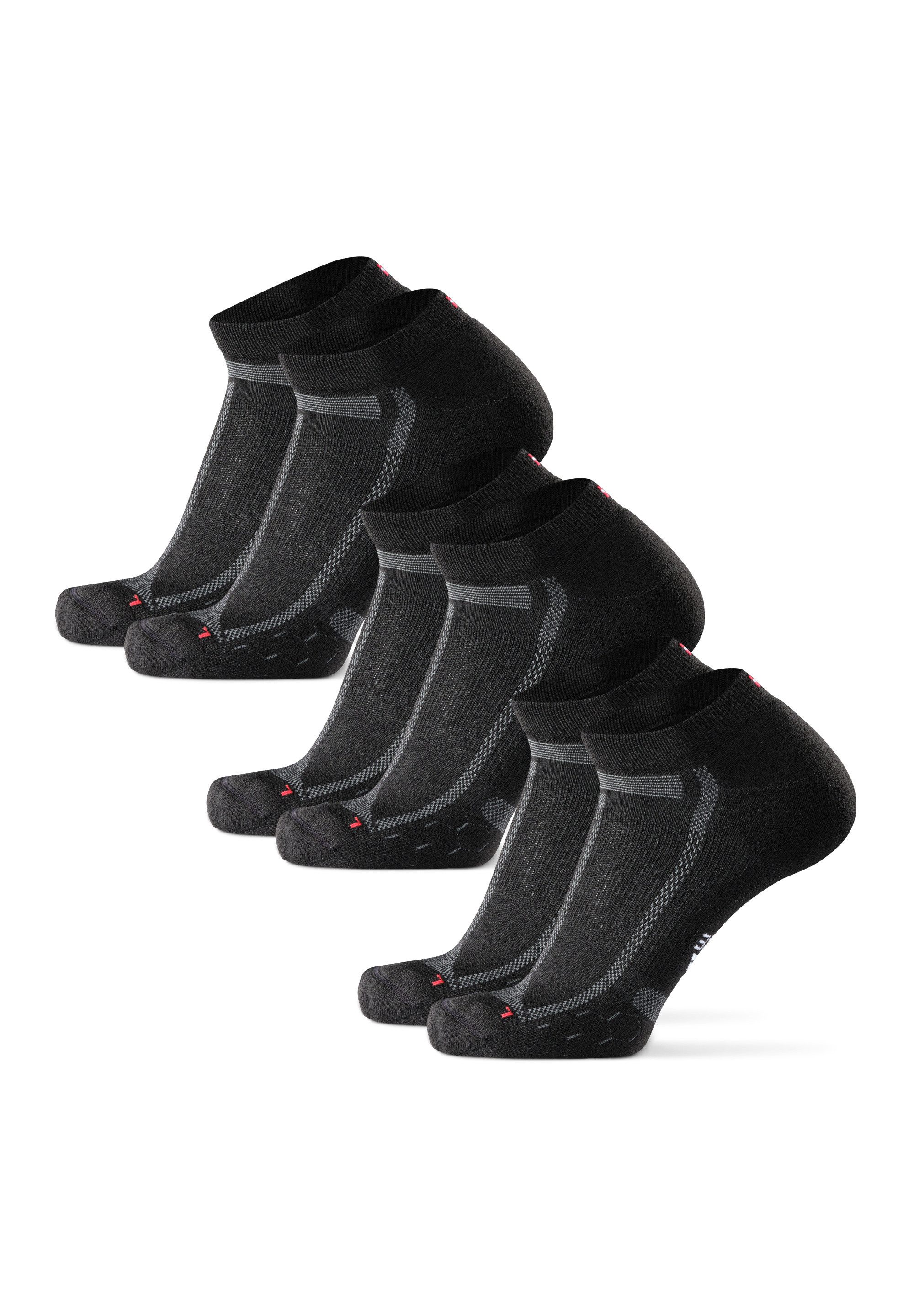 DANISH ENDURANCE Basicsocken Long Distance Low-Cut (3-Paar) kurze gepolsterte Sportsocken, Anti-Blasen, Ideal für Läufer