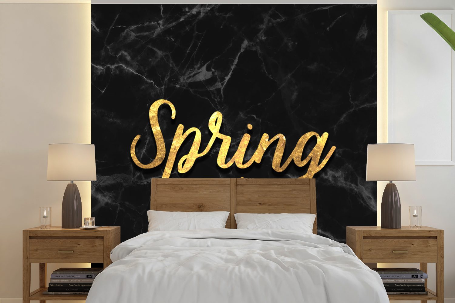 - Matt, (5 - Marmor, bedruckt, Gold für oder Frühling Vinyl Tapete Wohnzimmer Fototapete Verkauf St), Wandtapete - Schlafzimmer, MuchoWow