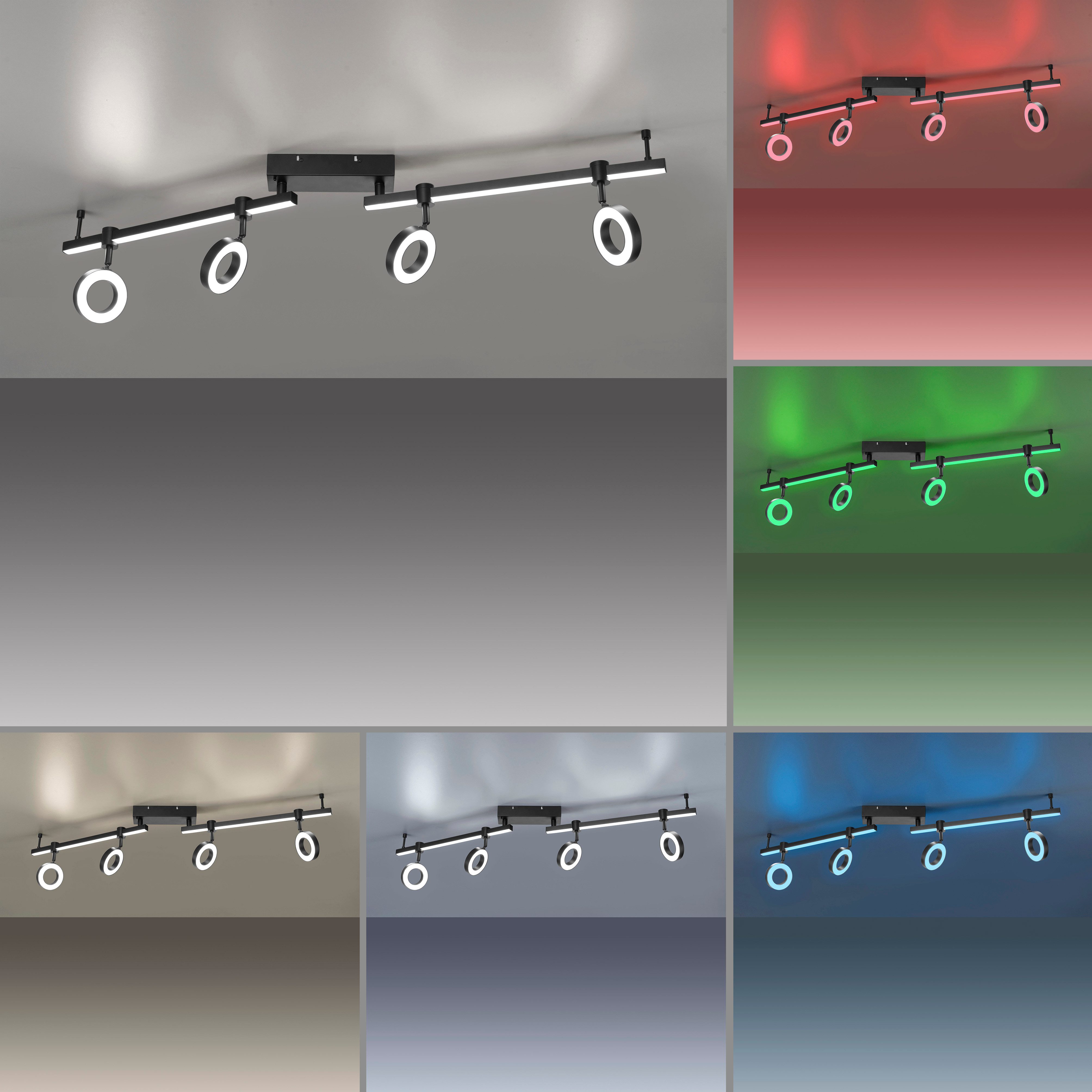 JUST LIGHT Deckenleuchte Ls-BILEDA, Dimmfunktion, Memory, nach Trennung vom Netz, dimmbar über Fernbedienung, LED fest integriert, Warmweiß, LED, RGB+tunable white, Fernbedienung, Infrarot inkl., Smarthome fähig