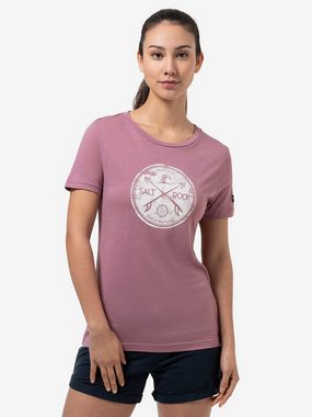 SUPER.NATURAL T-Shirt für Damen, Merino SALT & ROCK Meer Motiv, atmungsaktiv
