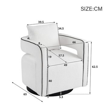 Merax Drehsessel mit Rückenkissen, Einzelsessel aus Bouclé-Stoff, Loungesessel mit 360° Drehfunktion, Polstersessel, Einzelsofa
