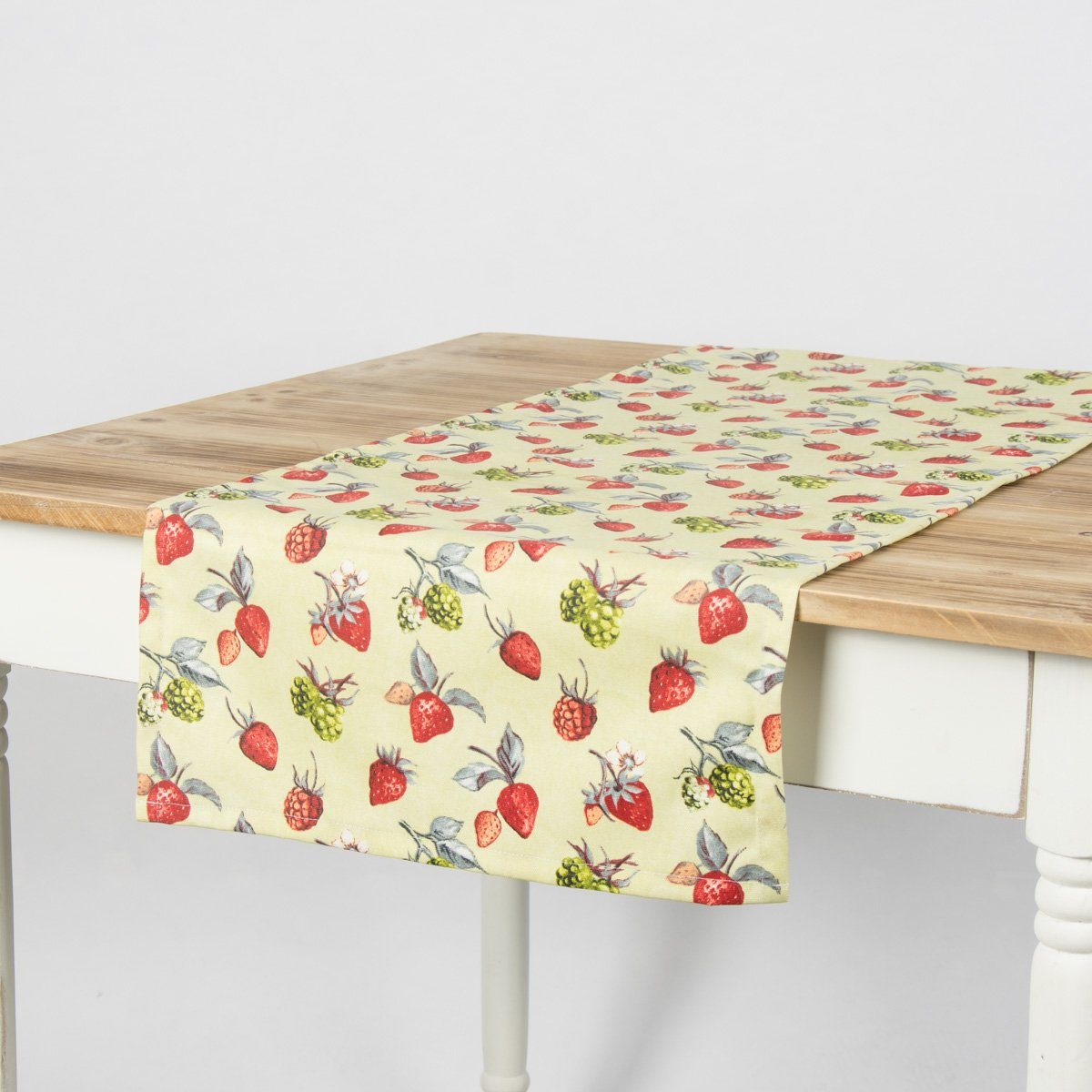 SCHÖNER LEBEN. Tischläufer Schöner Leben Tischläufer Erdbeeren Brombeeren grün rot 40x160cm