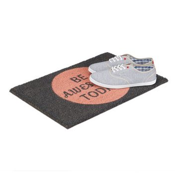 Fußmatte Fußmatte Kokos BE AWESOME, relaxdays, Höhe: 15 mm, Pink
