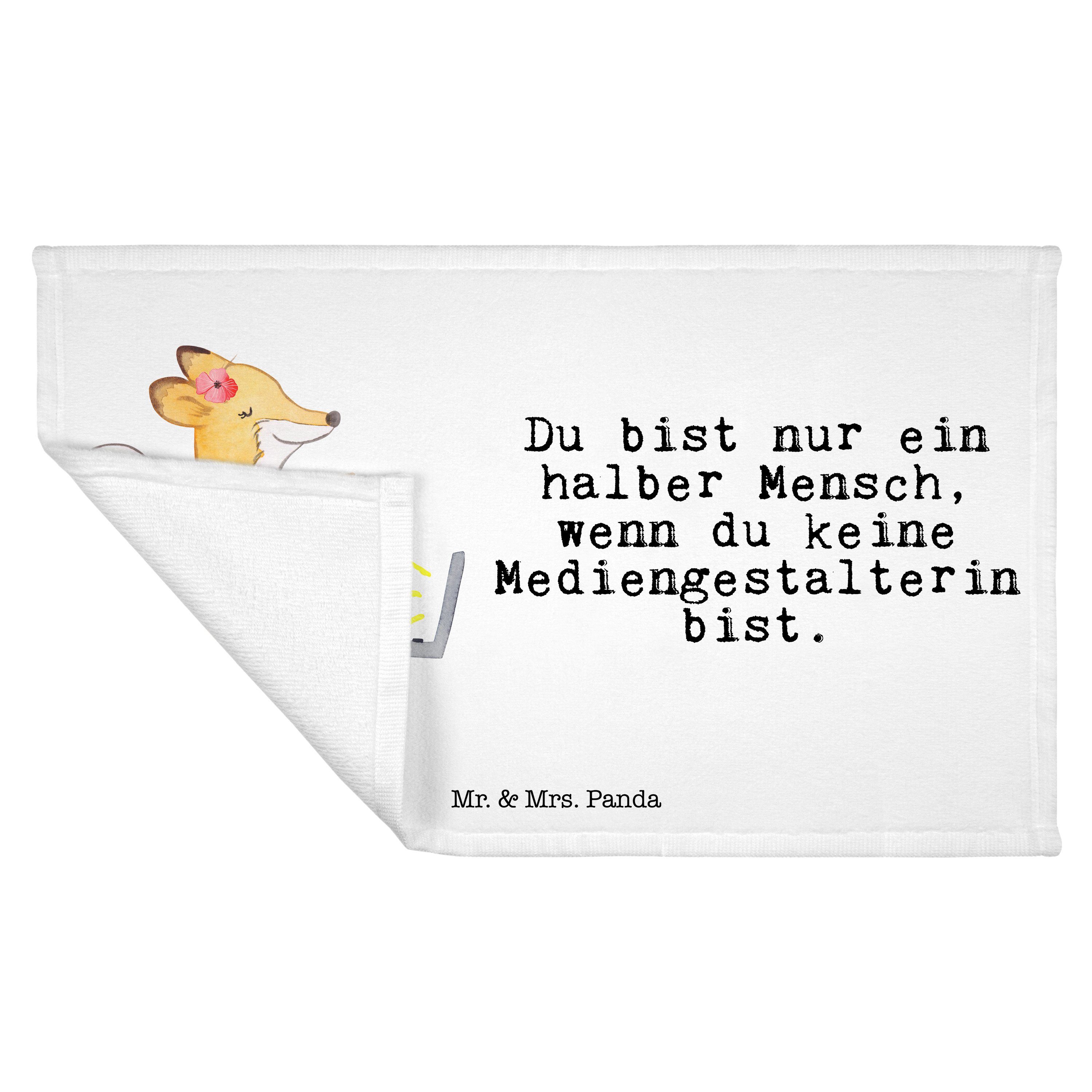 Grafikdesigne, Panda & mit (1-St) - Mr. Weiß Abschied, - Mediengestalterin Geschenk, Herz Mrs. Handtuch