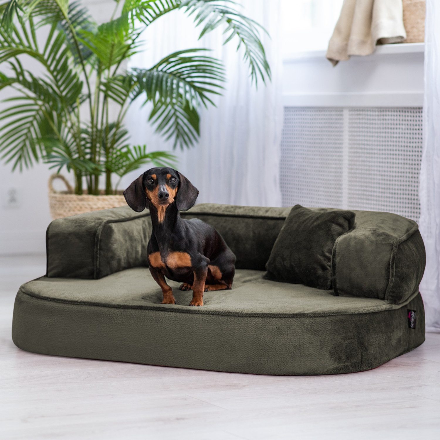 Thumbnail - tierlando® Tierbett Orthopädisches Hundesofa SHARLEEN VISCO PLUS kuscheliger Teddystoff