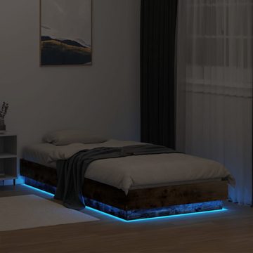 vidaXL Bett Bettgestell mit LED Räuchereiche 75x190 cm