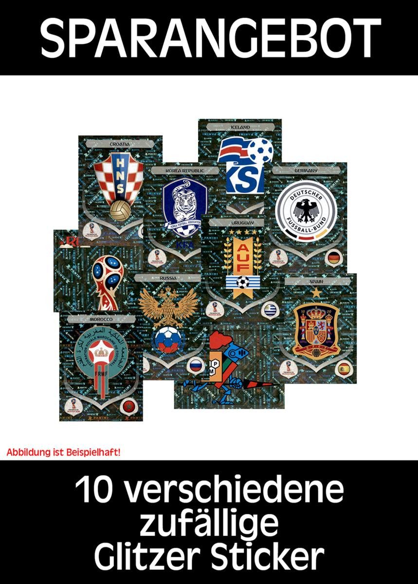 Panini Sammelkarte WM Russia 2018 Sticker 10 verschiedene GLITZER Sticker (unsere Wahl)