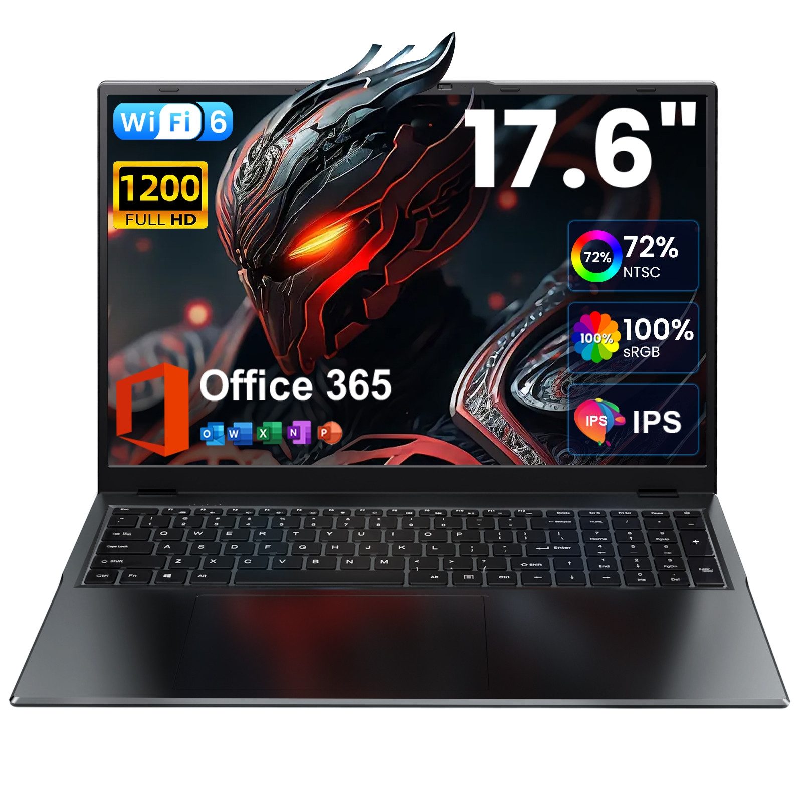 MENGHU 17,6-Zoll Laptop 16GB RAM, beleuchtete Tastatur, FREE Microsoft 365 Notebook (Intel® Celeron® N5095 Intel® Celeron® N5095, 16 GB, 384 GB SSD, 4-core CPU)
