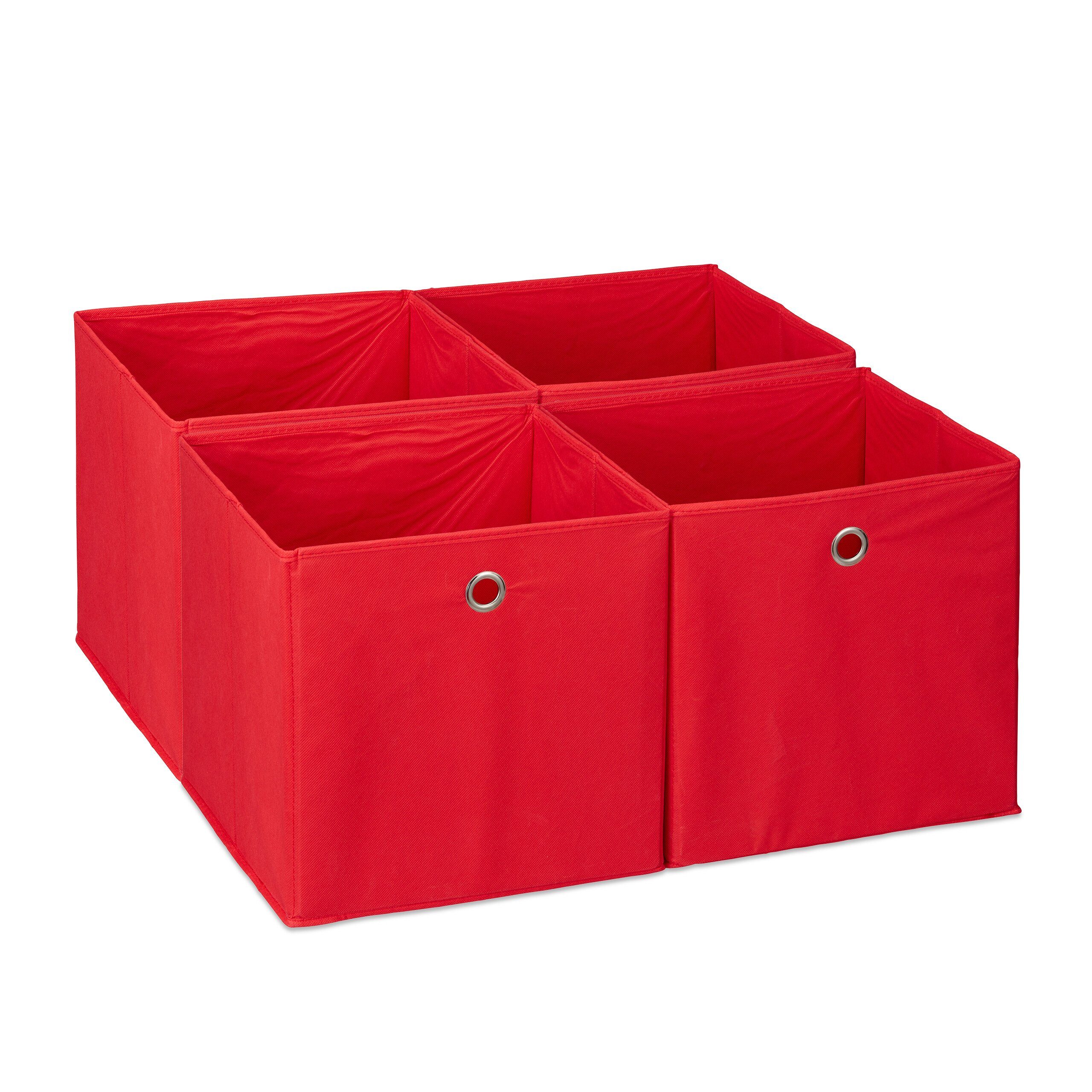 relaxdays Aufbewahrungsbox Aufbewahrungsbox im 4er Set, Rot Rot Silber