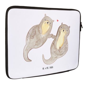 Mr. & Mrs. Panda Laptop-Hülle 20 x 28 cm Otter Hände halten - Weiß - Geschenk, Laptop, Fischotter, Stylish & Praktisch