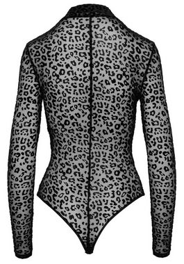 Noir Handmade Body Body mit Reißverschluss Leoparden-Look - schwarz (1-tlg) transparent