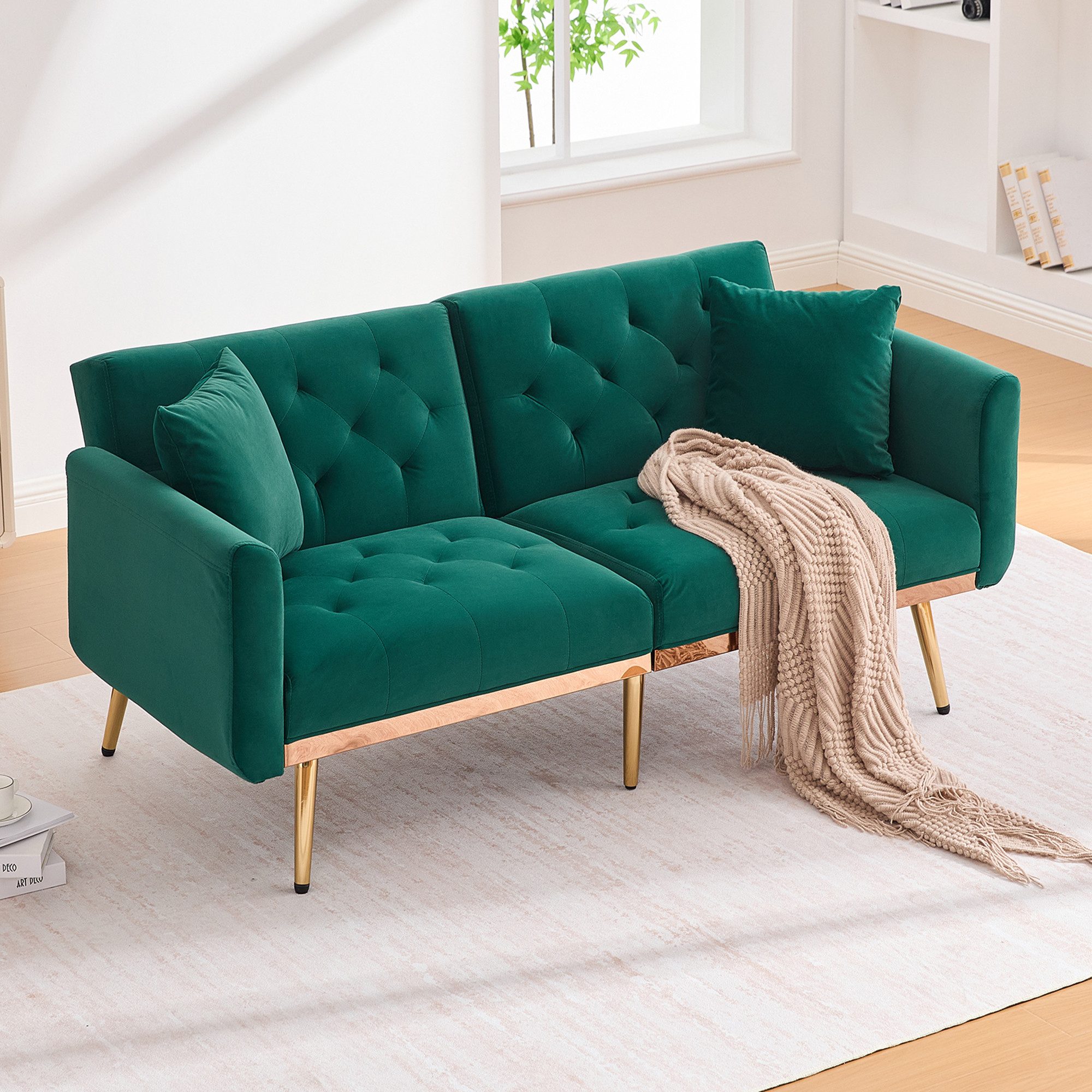 Odikalo 2-Sitzer Schlafsofa Chaiselongue mit Kissen günstig online kaufen