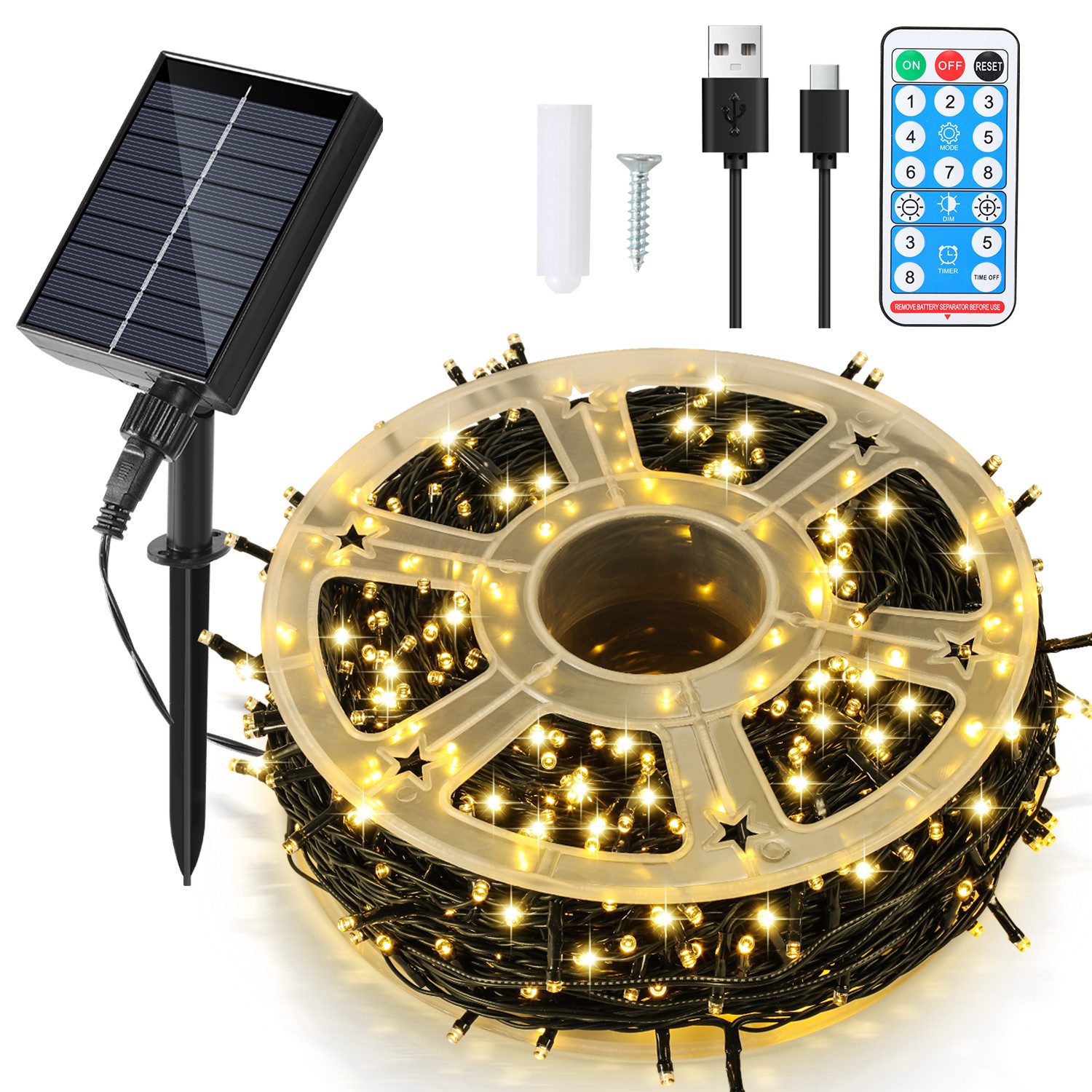 Clanmacy LED-Lichterkette 80M 800 LED Solar Lichterkette Solarleuchte Außen günstig online kaufen