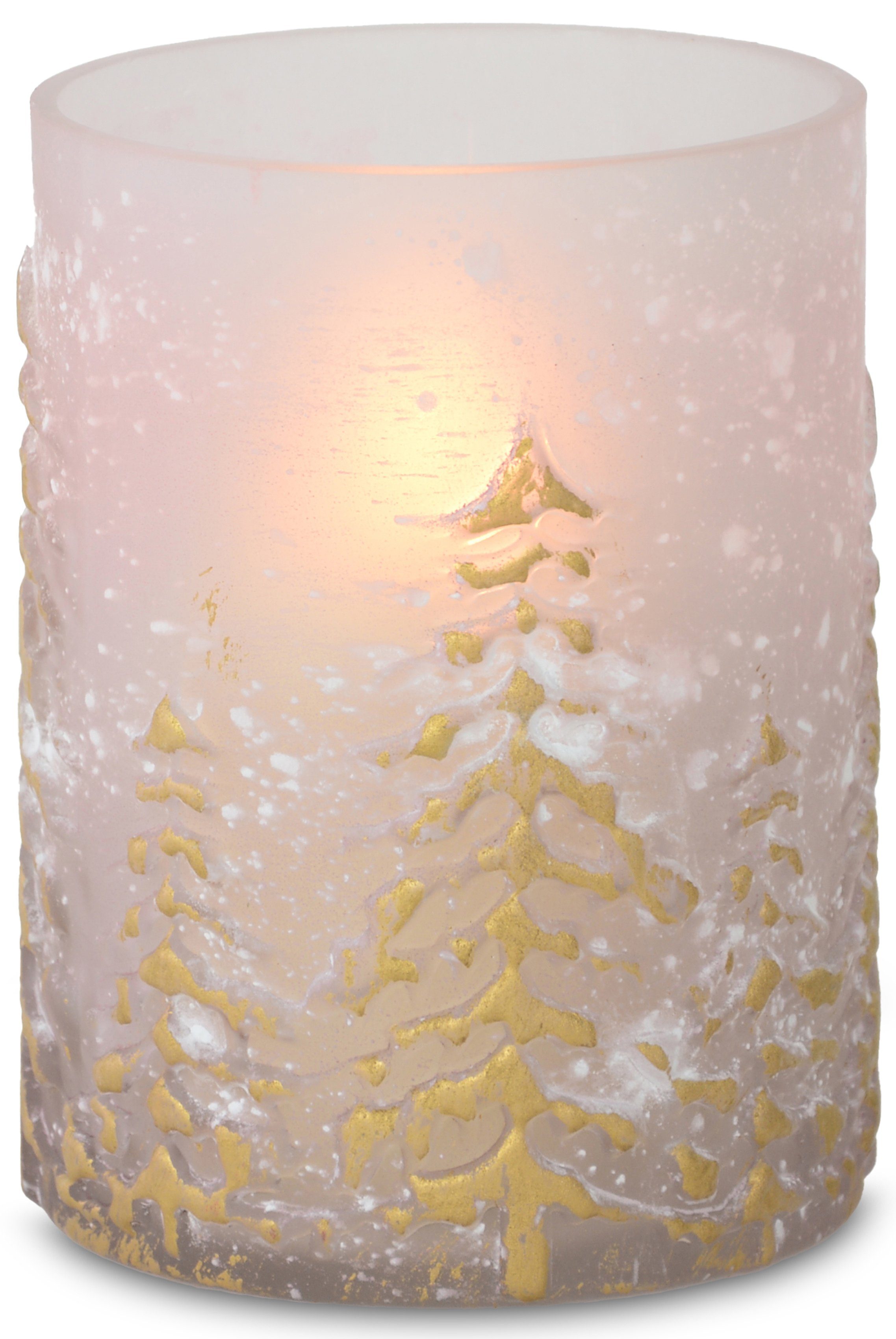 Schimmer-Effekt, St), Weihnachtsdeko im dekorativen Strukturen & Windlicht feiner RIFFELMACHER mit Kerzenleuchter WEINBERGER Glas, Edle Baum-Motiv, (1