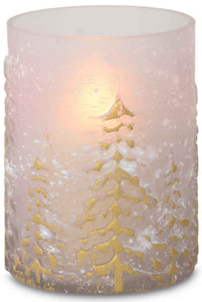 RIFFELMACHER & WEINBERGER Windlicht mit dekorativen Baum-Motiv, Weihnachtsdeko (1 St), Edle Strukturen im Glas, feiner Schimmer-Effekt, Kerzenleuchter