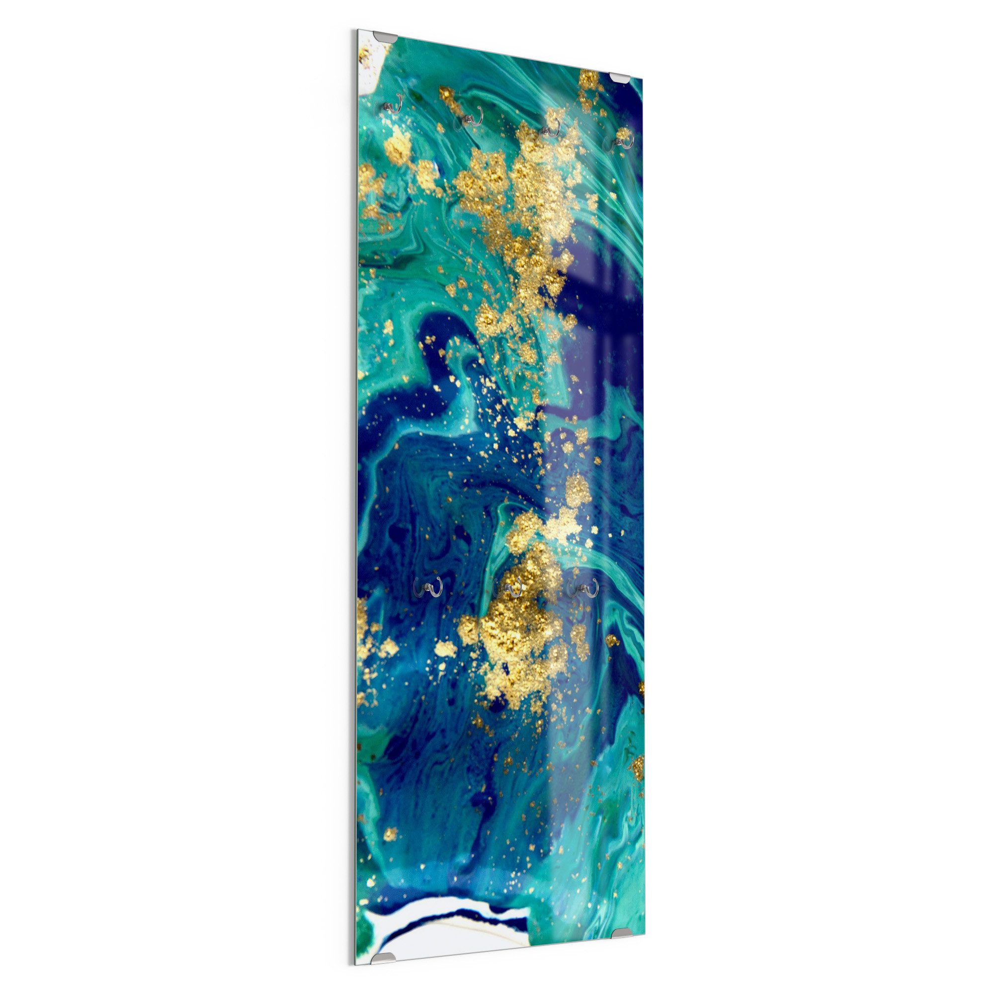 DEQORI Kleiderhaken 'Marmor mit Goldakzent', Glas Garderobe hängend Flur Jackenhalter modern Wandgarderobe Haken