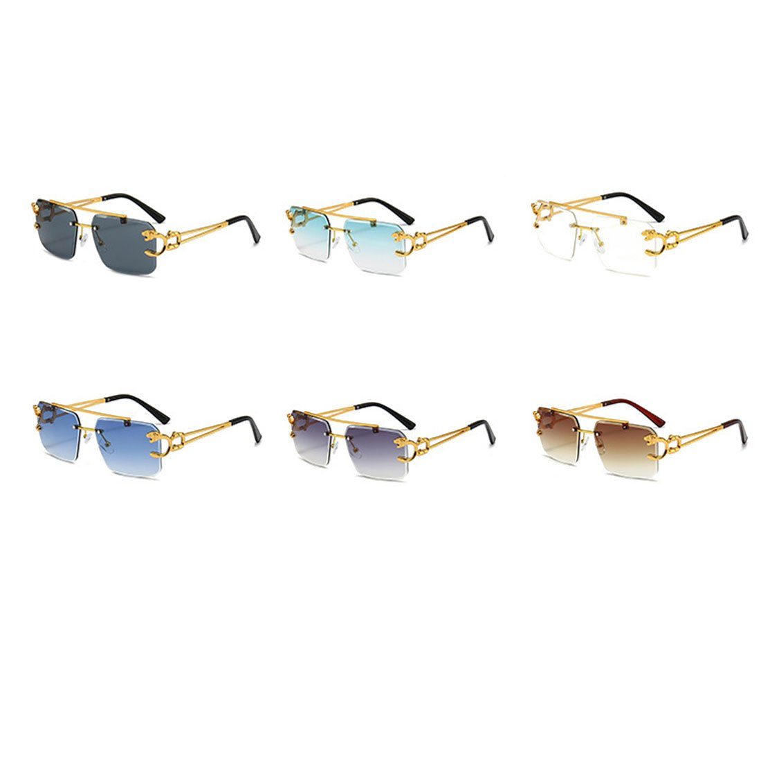 DÖRÖY für blau Damen-Retro-Sonnenbrille ohne Rand, draußen Herren-Sonnenbrille Sonnenbrille