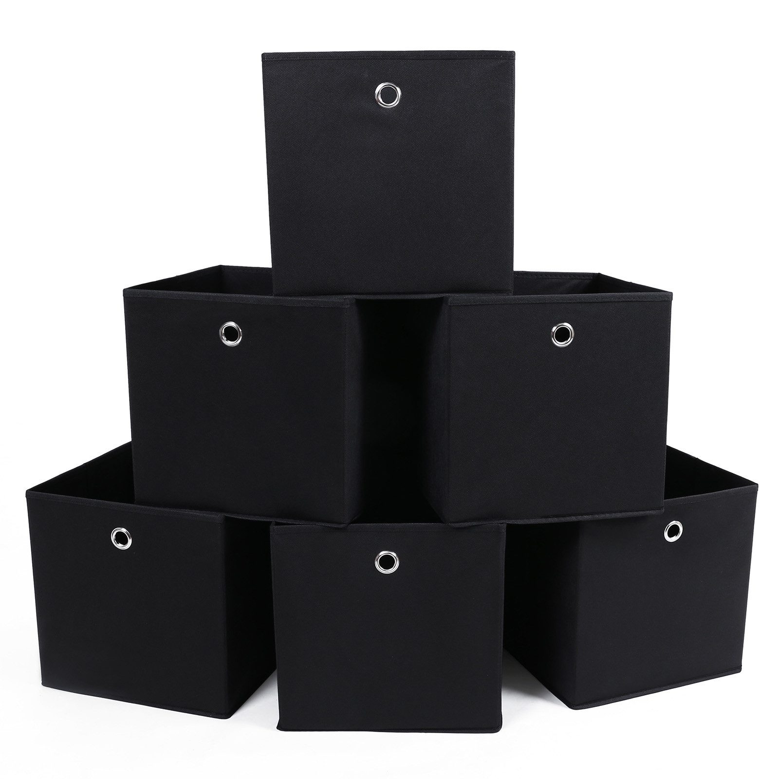 SONGMICS Aufbewahrungsbox 6 Stück Faltbox, 30 x 30 x 30 cm, mit Fingerloch, faltbarer Organizer