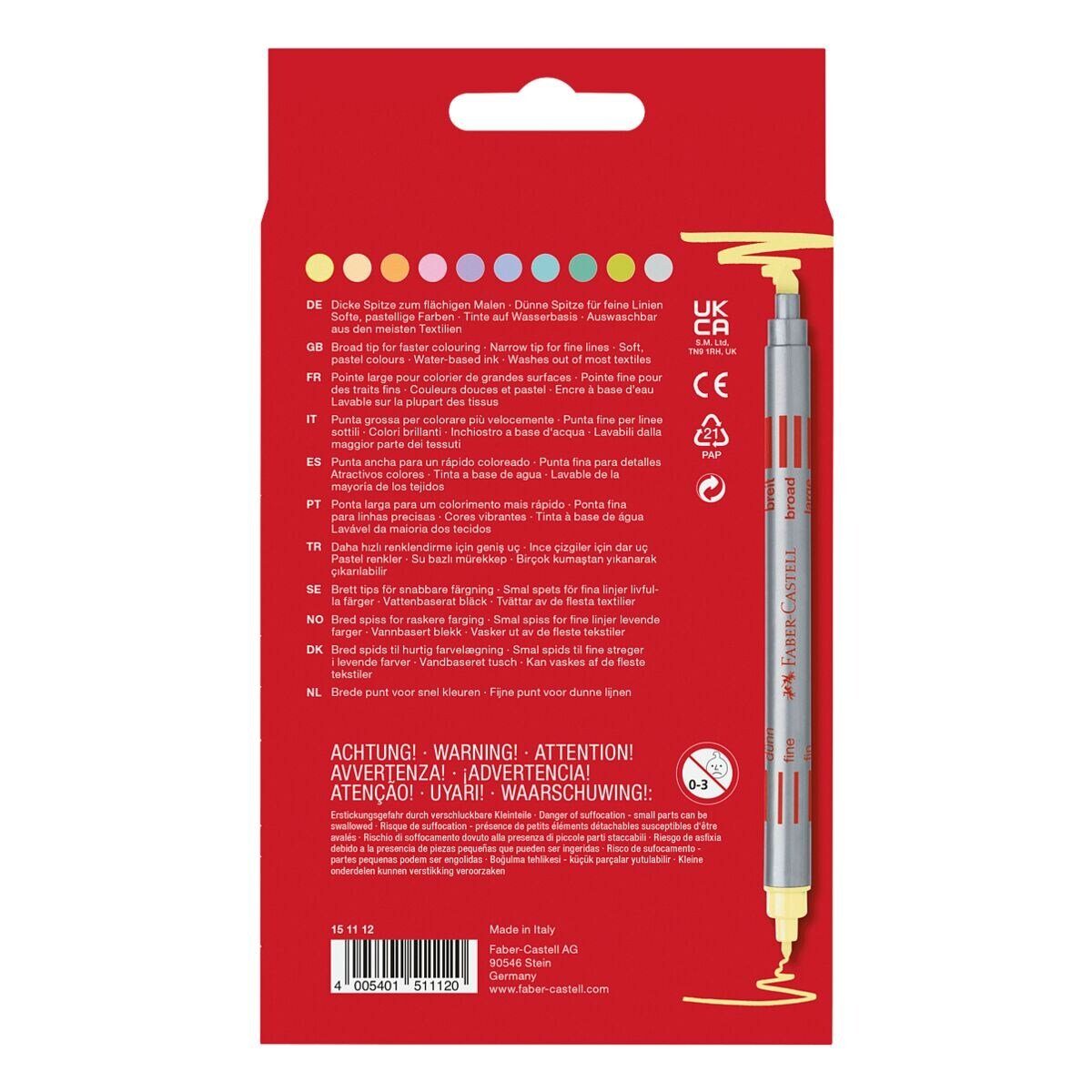 Faber-Castell Filzstift Pastell, (10-tlg), Doppelfasermaler