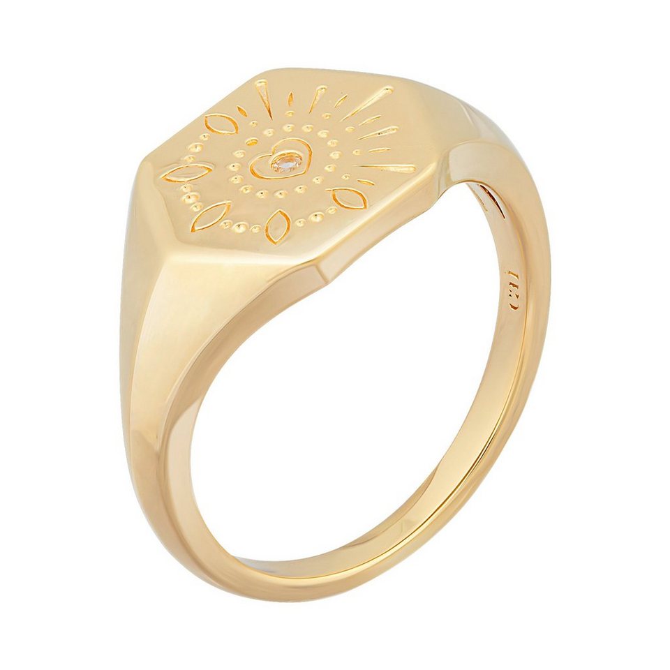 CAÏ Fingerring 925 Silber vergoldet Siegelring Hexagon Tattoo, Mit viel  Liebe zum Detail in Deutschland designed
