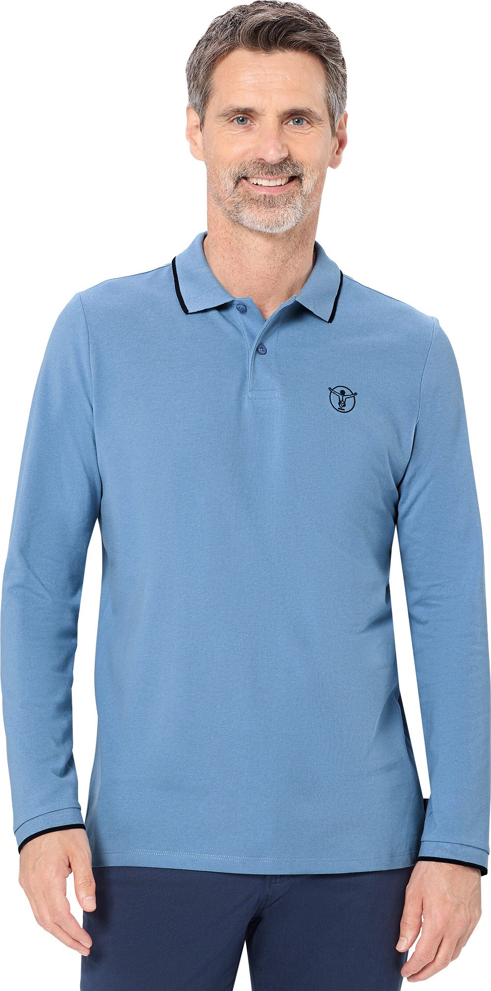 Chiemsee Langarm-Poloshirt aus formstabilem Baumwoll-Piqué
