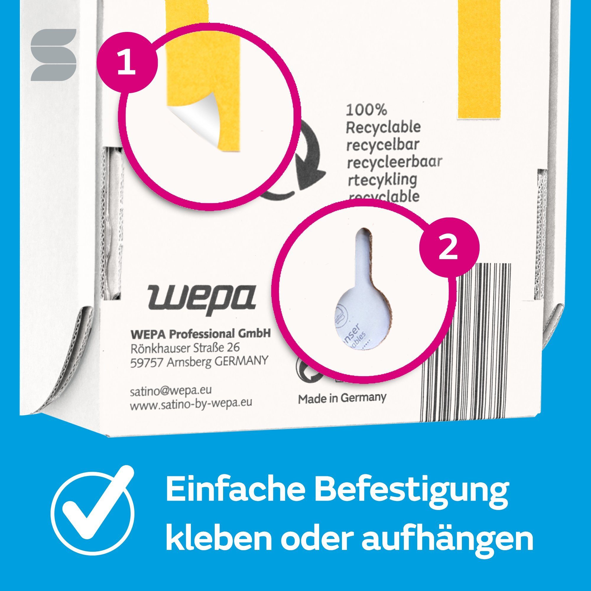 Satino Papierhandtuch flexibler Karton-Papierspender - ideal für Werkstatt, Garten, Party (1-St)