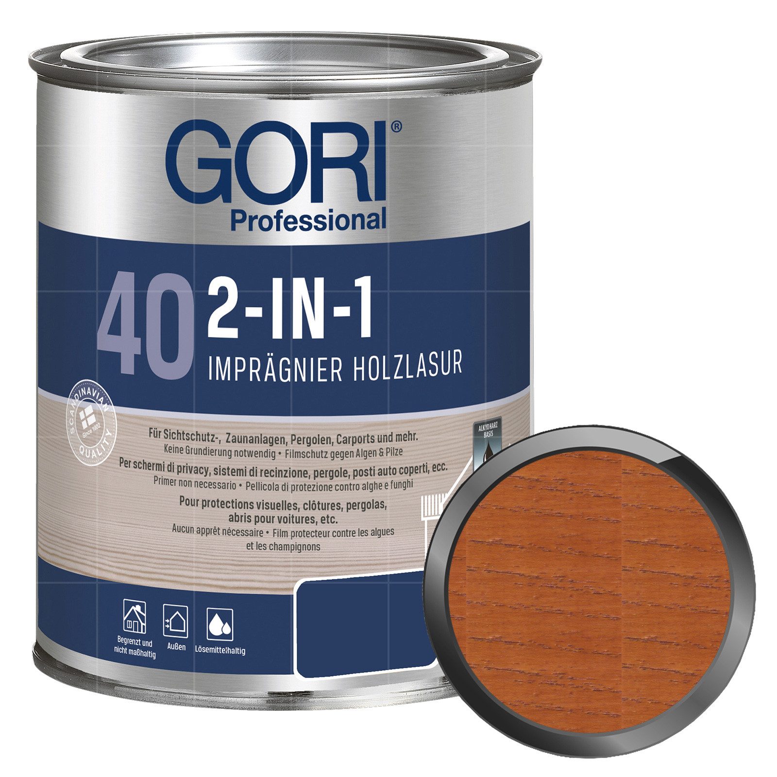GORI Holzschutzlasur 40 2in1 Imprägnier Holzlasur - 0.75 Ltr