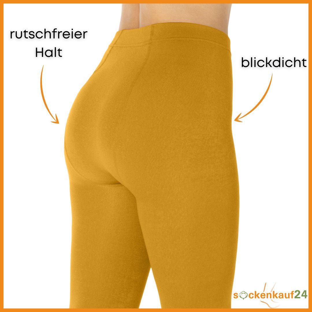 sockenkauf24 Thermostrumpfhose Damen Strumpfhose mit Innenfleece in 10 Farben (Ocker 38-40) extra warm Winter Strumpfhose WP