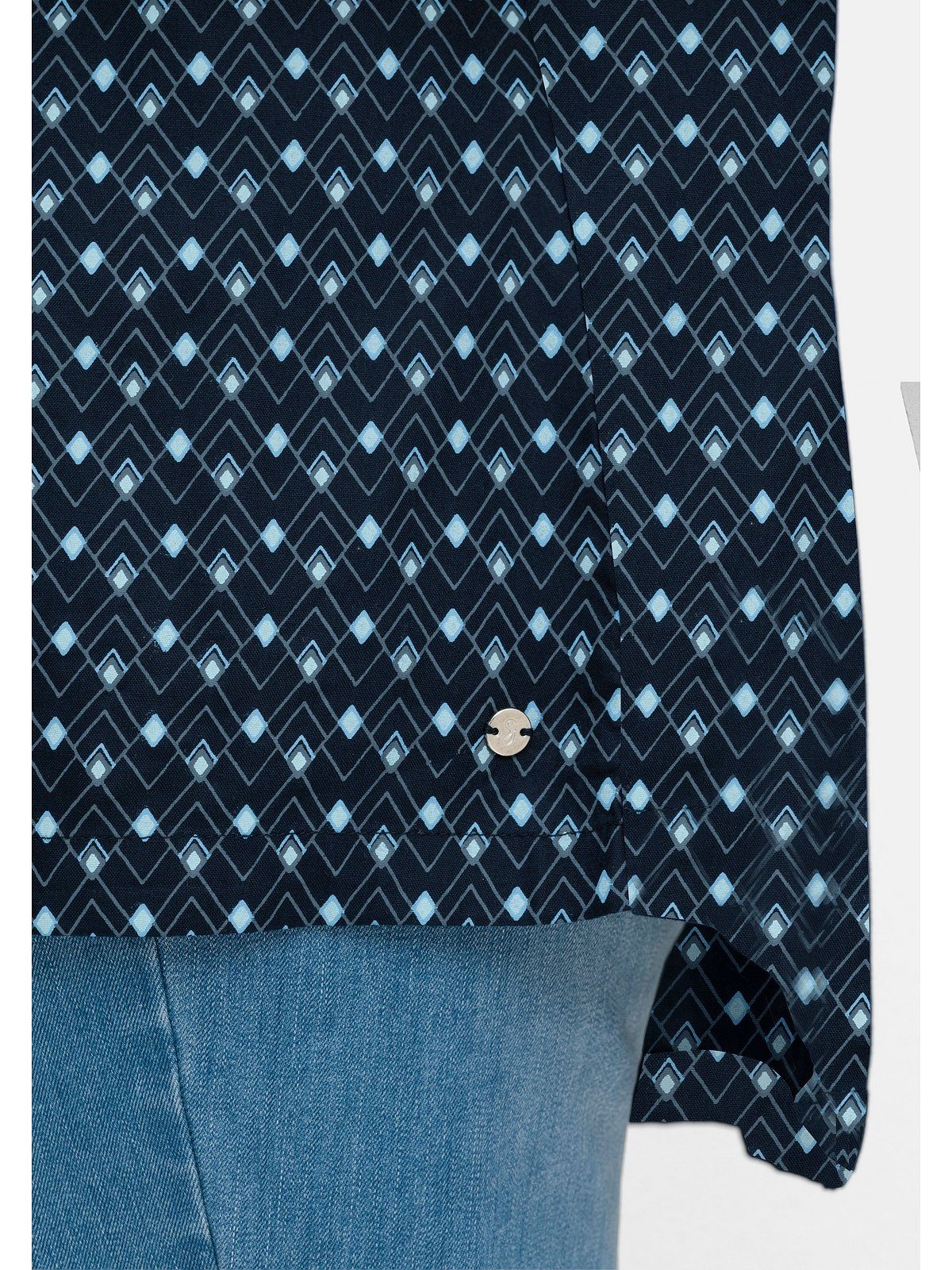Große Tunika aus Größen Sheego Minimal-Alloverprint, Twill gemustert nachtblau mit